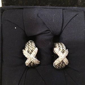 David Yurman Crossover Silver & Diamond Earrings